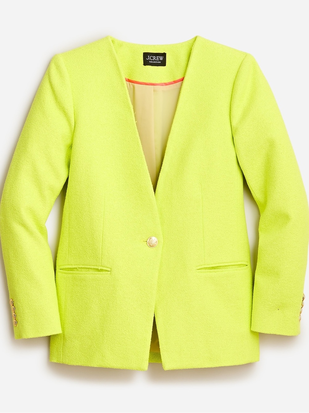 J. Crew Collection Alfie Collarless Blazer — Lemon Sorbet — NWT - Size 2 Boucle